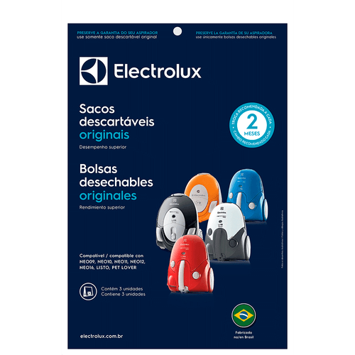 Kit c/ 3 Sacos Descartáveis p/ Aspiradores de Pó Modelos: NEO09, NEO10, NEO11, NEO12, NEO16, LISTRO E PET LOVER Electrolux (SBENE) é ruim? Kit c/ 3 Sacos Descartáveis p/ Aspiradores de Pó Modelos: NEO09, NEO10, NEO11, NEO12, NEO16, LISTRO E PET LOVER Electrolux (SBENE) é boa?