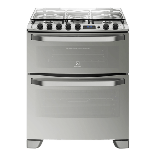 Fogão 5 Bocas cor Prata com Porta Full Glass e Duplo Forno de Piso Prata Electrolux (76XDR) - bivolt Menor preço em Fogão 5 Bocas cor Prata com Porta Full Glass e Duplo Forno de Piso Prata Electrolux (76XDR) - bivolt