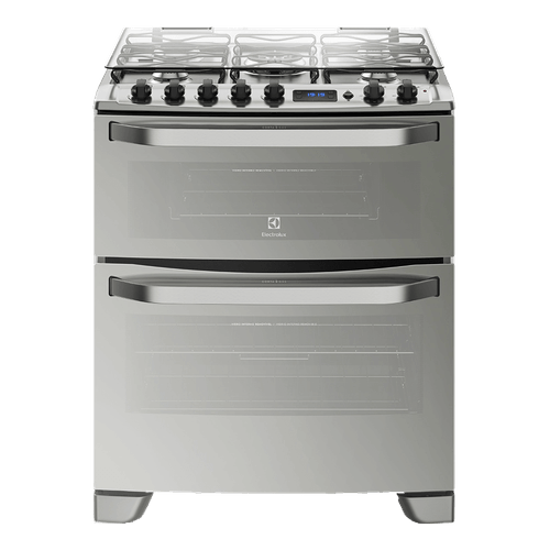 Menor preço em Fogão 5 Bocas cor Prata com Porta Full Glass e Duplo Forno de Piso Prata Electrolux (76XDR) - bivolt