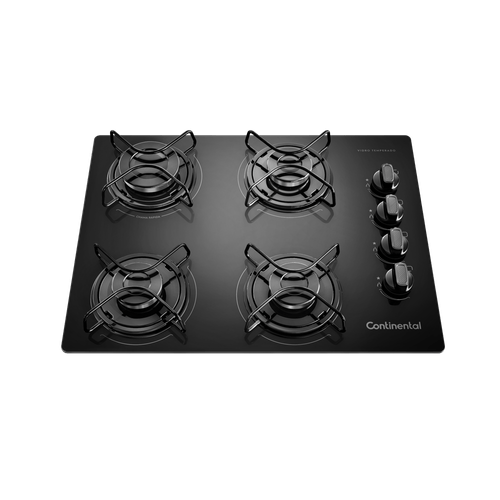 Cooktop 4 Bocas Continental a Gás de Vidro Temperado Preto (KC4GP) - Bivolt