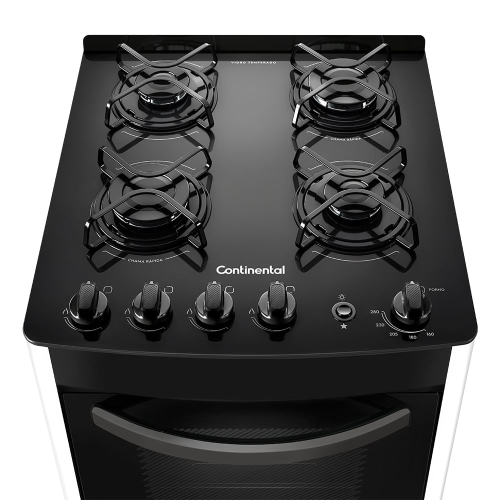 Fogão 4 Bocas com mesa de vidro Branco FC4VB Continental