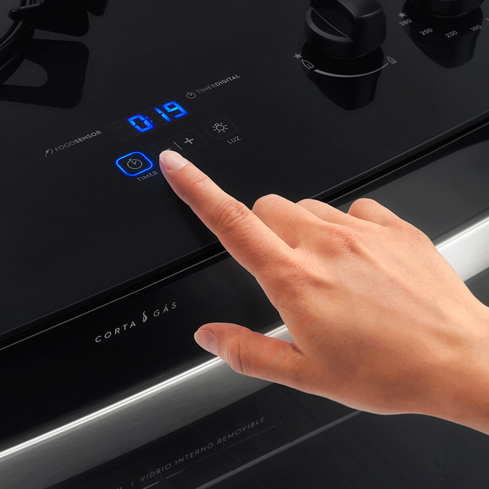 Fogão 5 Bocas Mesa de Vidro Painel Touch Food Sensor (76GRS