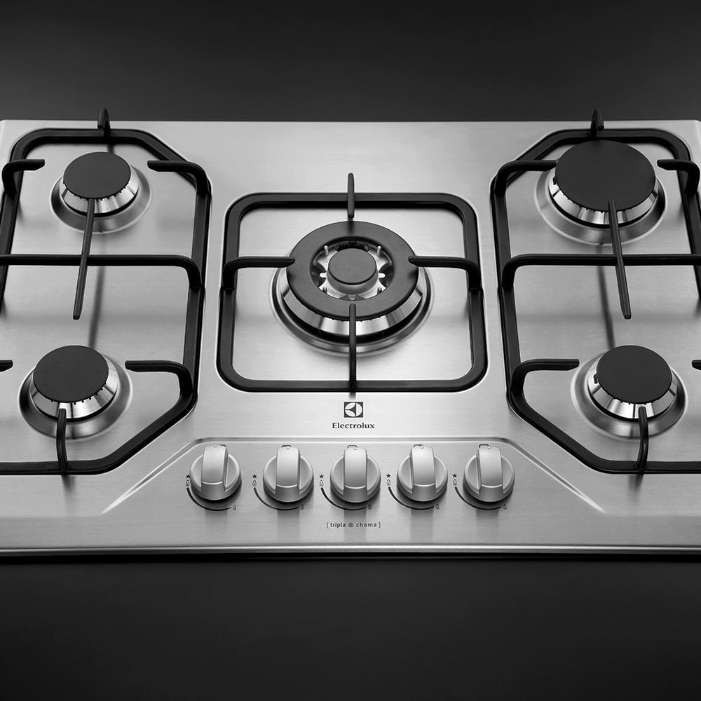 Cooktop 5 bocas Inox a Gás com tripla chama Electrolux