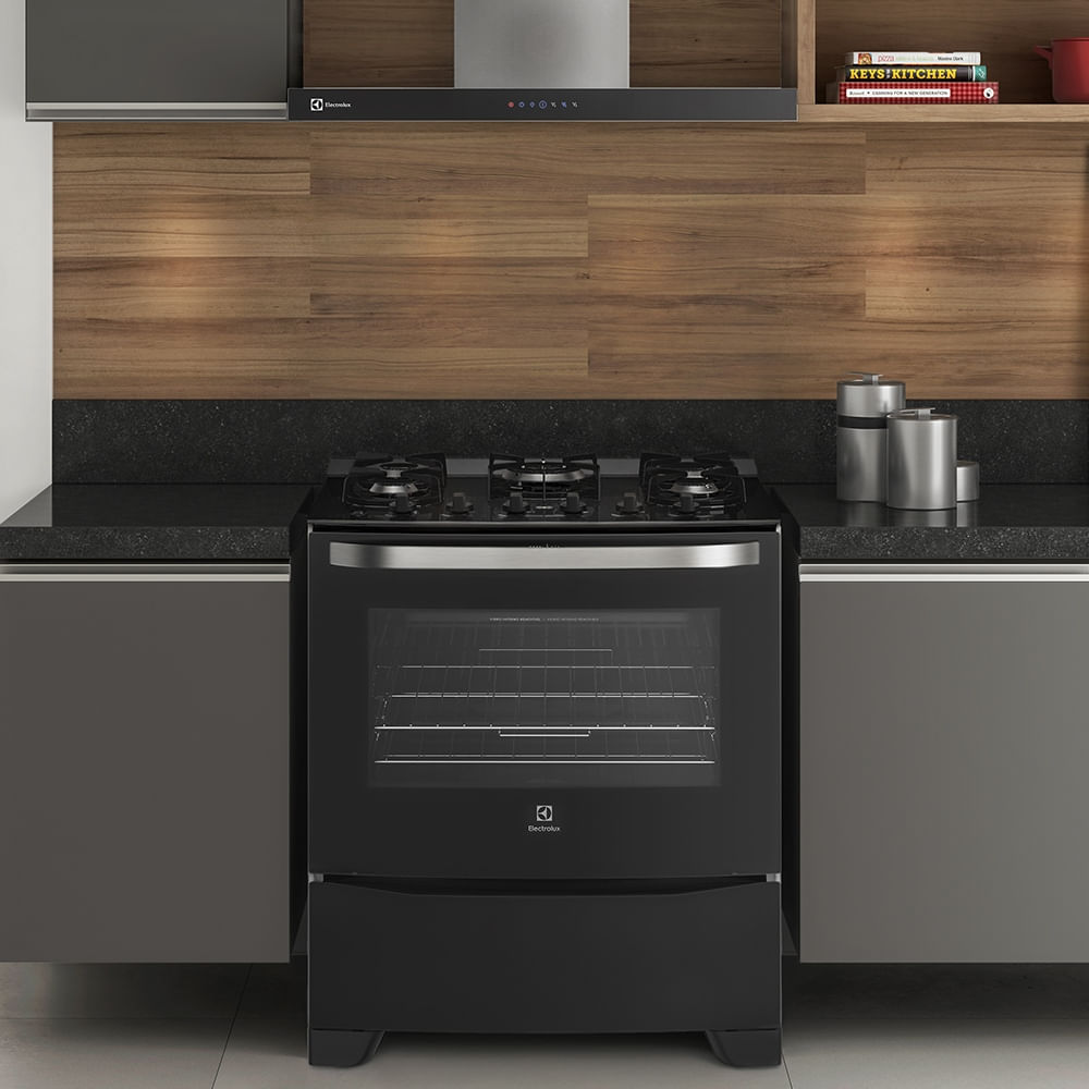 Fogão 5 Bocas com Mesa de Vidro 76GS Preto Electrolux