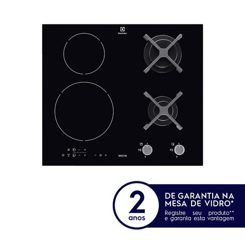 Cooktop Híbrido a Gás e Indução 4 Zonas Preto Electrolux (IE60H