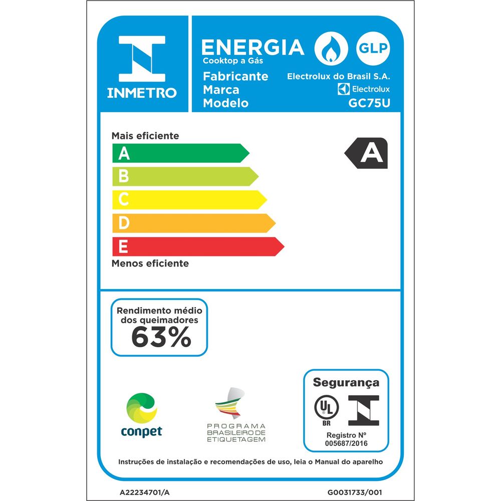 Cooktop a Gás 5 Bocas Prata Home Pro Electrolux (GC75U) Electrolux