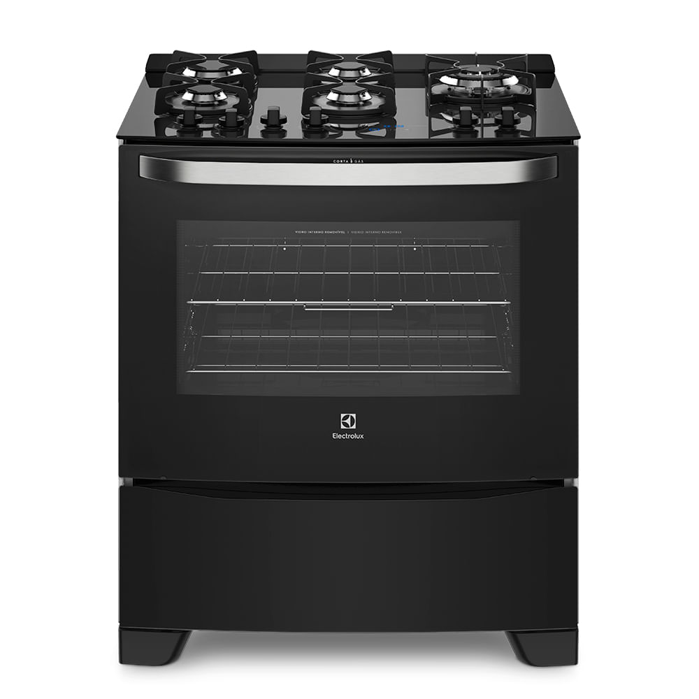 Fogão 5 Bocas Electrolux Preto com Mesa de Vidro e Food Sensor (76GRS) Bivolt