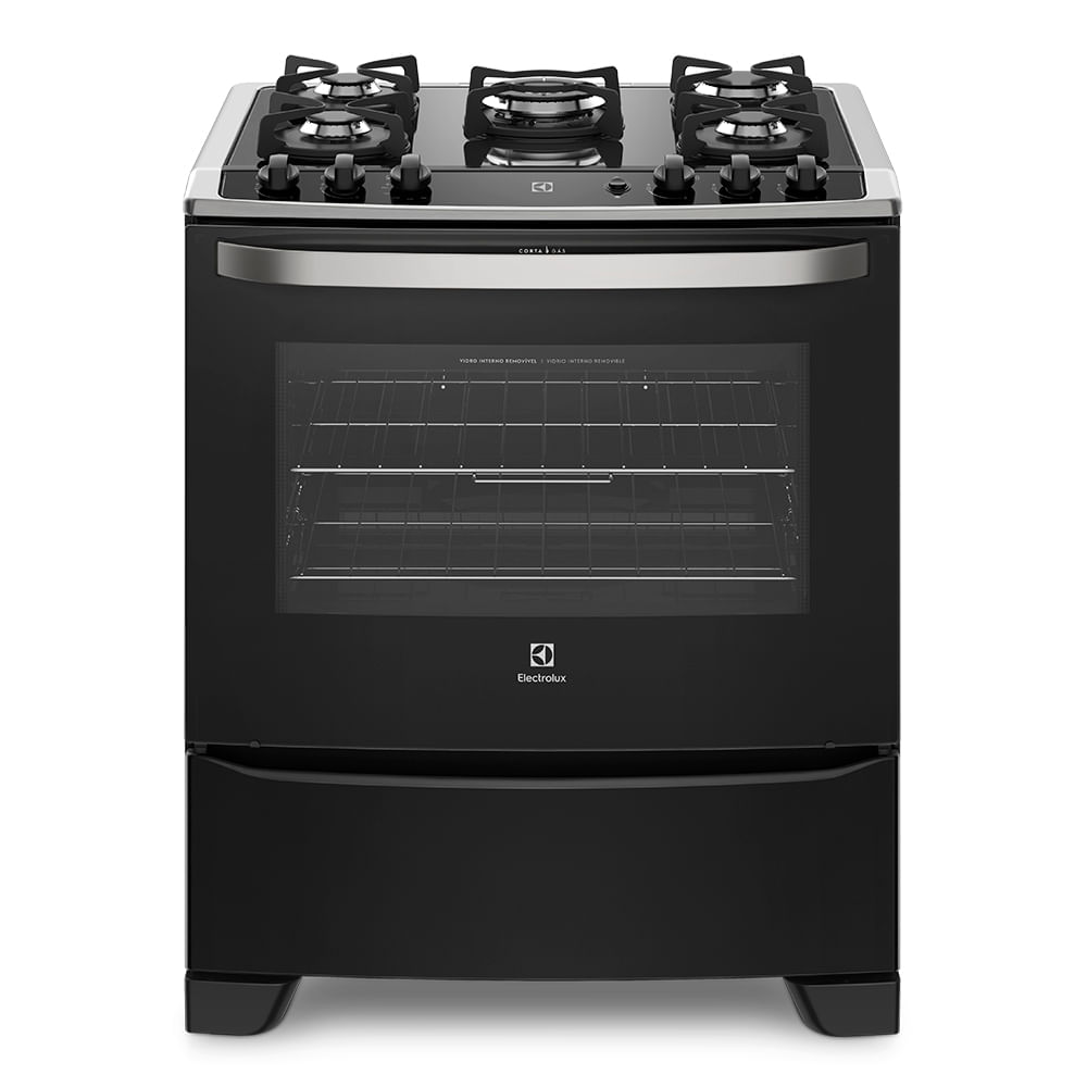 Fogão 5 Bocas Electrolux Preto com Mesa de Vidro e Tripla Chama (76UPV) Bivolt