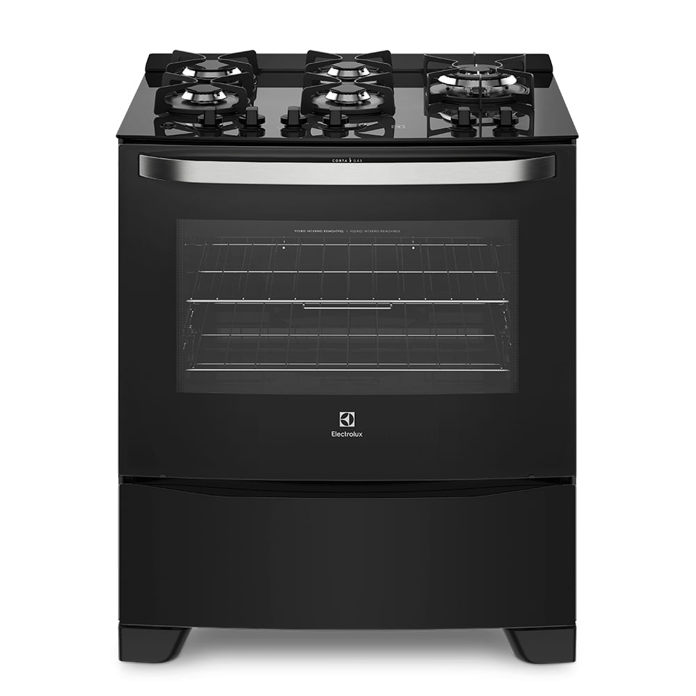 Fogão 5 Bocas Electrolux Preto com Mesa de Vidro e Tripla Chama (76SPV) Bivolt
