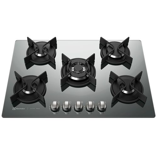 Cooktop 5 Bocas Electrolux a Gás Prata com Tripla Chama e Grade Ferro Fundido Home Pro  (GC75U) - Bivolt