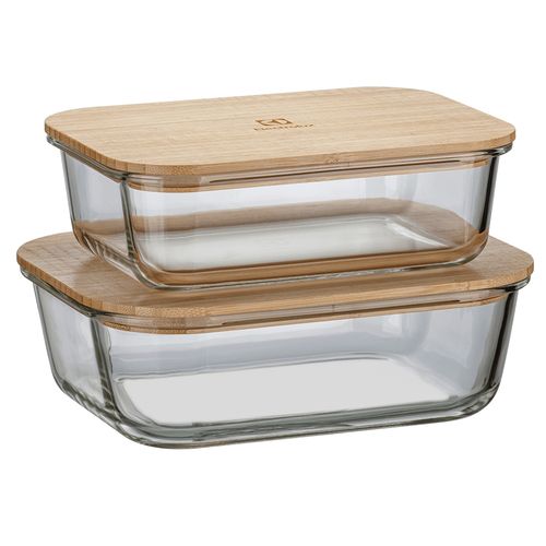 Potes Herméticos Refratários com Tampa de Bambu - 2 Unidades Menor preço em Potes Herméticos Refratários com Tampa de Bambu - 2 Unidades
