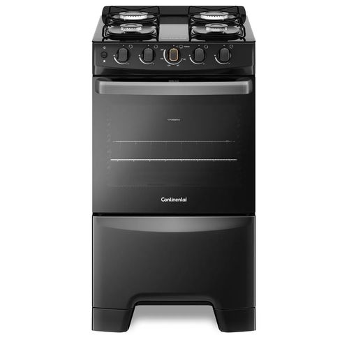 Fogão 4 Bocas Continental Preto Automático com TOPLimpaFácil e Mesa de Vidro (FC4FP) Premium - Bivolt