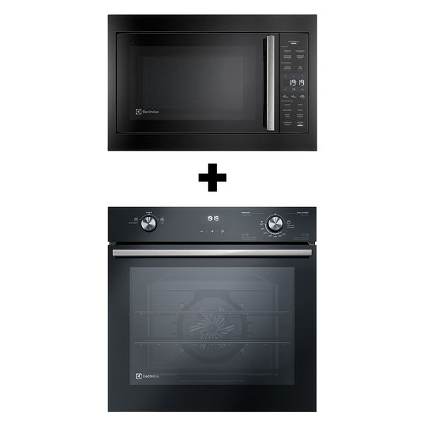 Torre de Cocção com Micro-ondas de Embutir 34l Experience + Forno de Embutir a Gás 80L Efficient com PerfectCook360 Electrolux (ME3BP+OE8GH) 220V