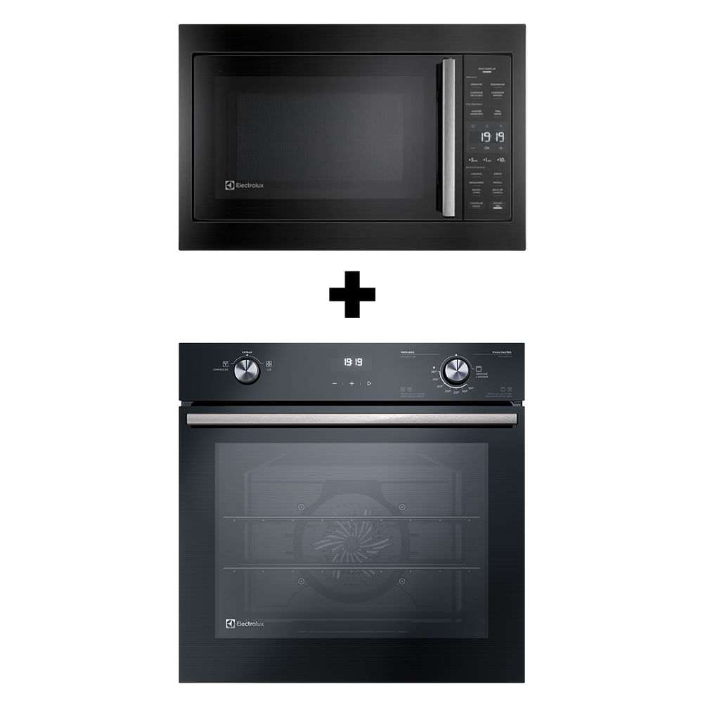 Torre de Cocção com Micro-ondas de Embutir 34l Experience + Forno de Embutir a Gás 80L Efficient com PerfectCook360 Electrolux (ME3BP+OE8GH)