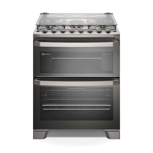 Fogão 5 bocas Electrolux Cinza Experience com Duplo Forno, PerfectCook360 e Vapor Bake (FE5DC)