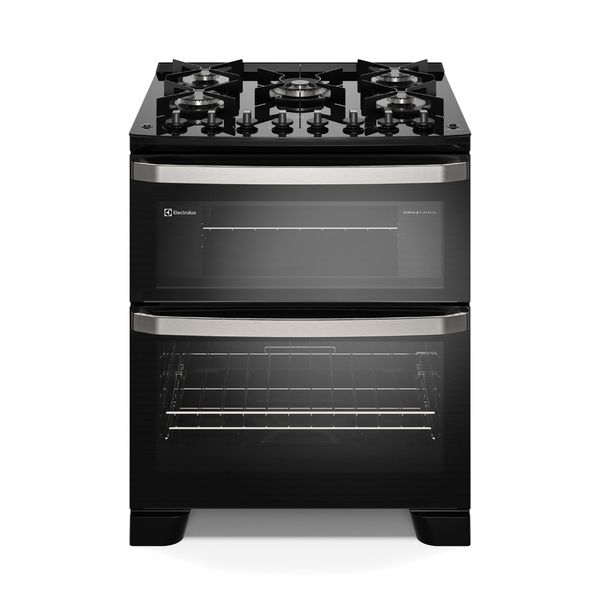 Fogão 5 bocas Electrolux Preto Experience 2 Fornos, Mesa de Vidro e PerfectCook360 (FE5DP) 220V