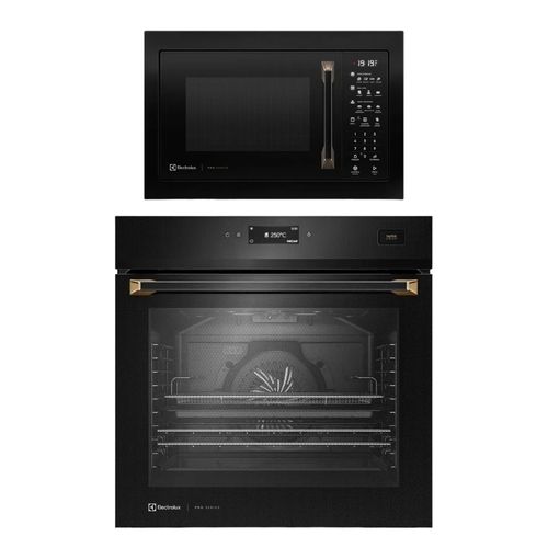 Torre de cocção Micro-Ondas Preto Pro Series (MV43T) + Forno de Embutir Elétrico Expert Pro Series (OE9XB) Electrolux