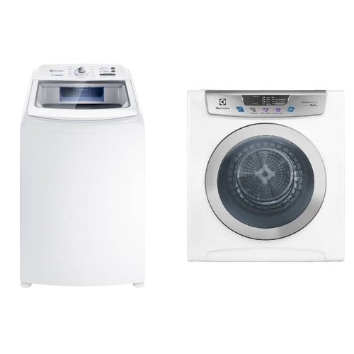 Kit Máquina de Lavar 15kg Branca Essential Care (LED15) + Secadora de Roupas de Parede e Piso 10,5Kg Branca (SVP11) Electrolux