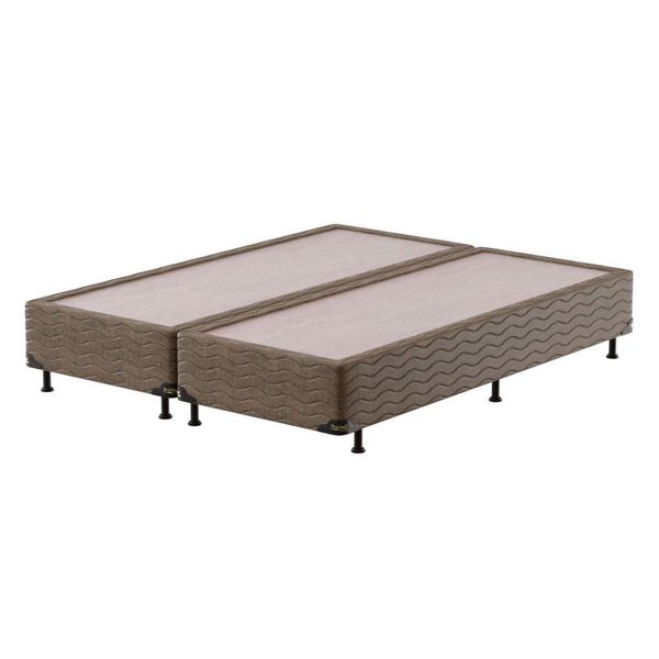 Base Box King Bipartido Tela Probel Marrom