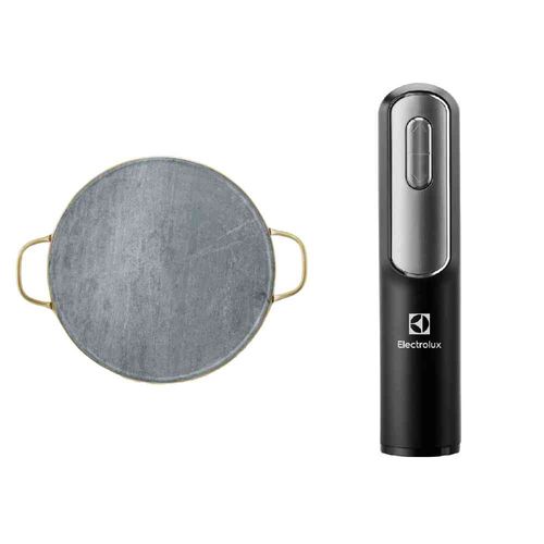 Kit Pedra para Pizza de Pedra Sabão com Alças de Cobre + Abridor de Vinho Elétrico Automático Electrolux