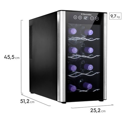 Adega de Vinho Climatizada Electrolux 8 garrafas Uma Porta Acabamento em Alumínio (ACB08) - Bivolt