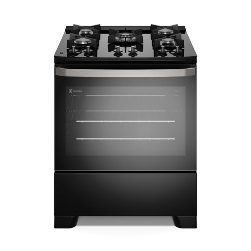 Fogão 5 bocas Electrolux Preto Efficient Mesa de Vidro, PerfectCook e Grades de Ferro (FE5GB) - Bivolt