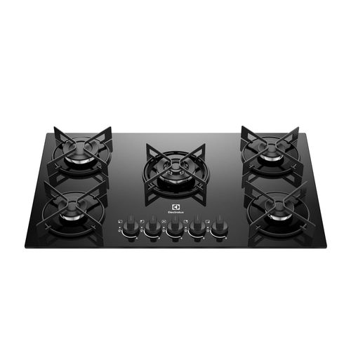 Cooktop 5 Bocas Gás Electrolux Mesa de Vidro Efficient Tripla Chama e Grade Aço Fosco (KE5GT) - Bivolt