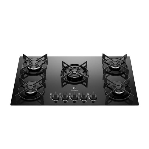 Cooktop 5 Bocas Gás Electrolux Mesa de Vidro Efficient Tripla Chama e Grade Aço Fosco (KE5GT) - Bivolt