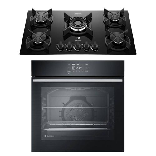 Kit Cooktop 5 Bocas a Gás Experience (KE5GC) + Forno de Embutir Elétrico Electrolux 80L Experience (OE8EA) Electrolux - 220V