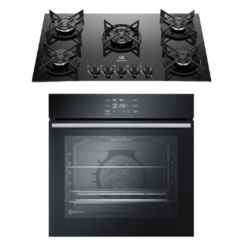 Kit Cooktop 5 Bocas Gás Efficient (KE5GT) + Forno de Embutir Elétrico Electrolux 80L Experience (OE8EA) Electrolux - 220V