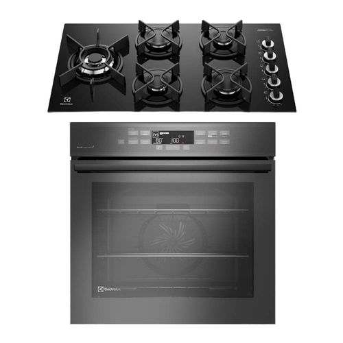 Kit Cooktop 5 Bocas a Gás Expert (KE5GW) + Forno de Embutir Elétrico 80L Expert (OE8EW) Electrolux - 220V