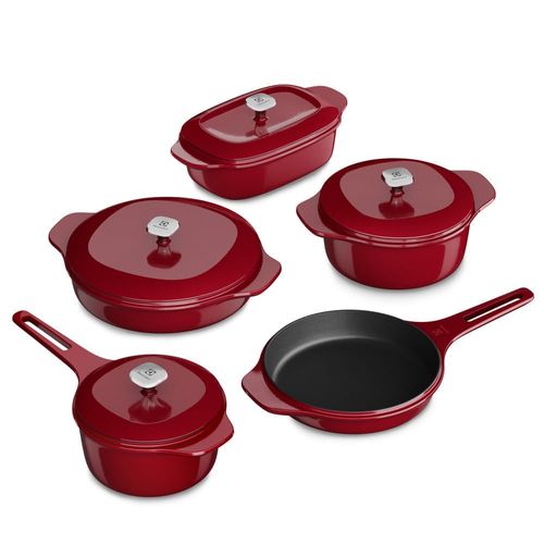 Jogo de Panelas Electrolux de Ferro Esmaltado Vermelhas 5 peças Expert