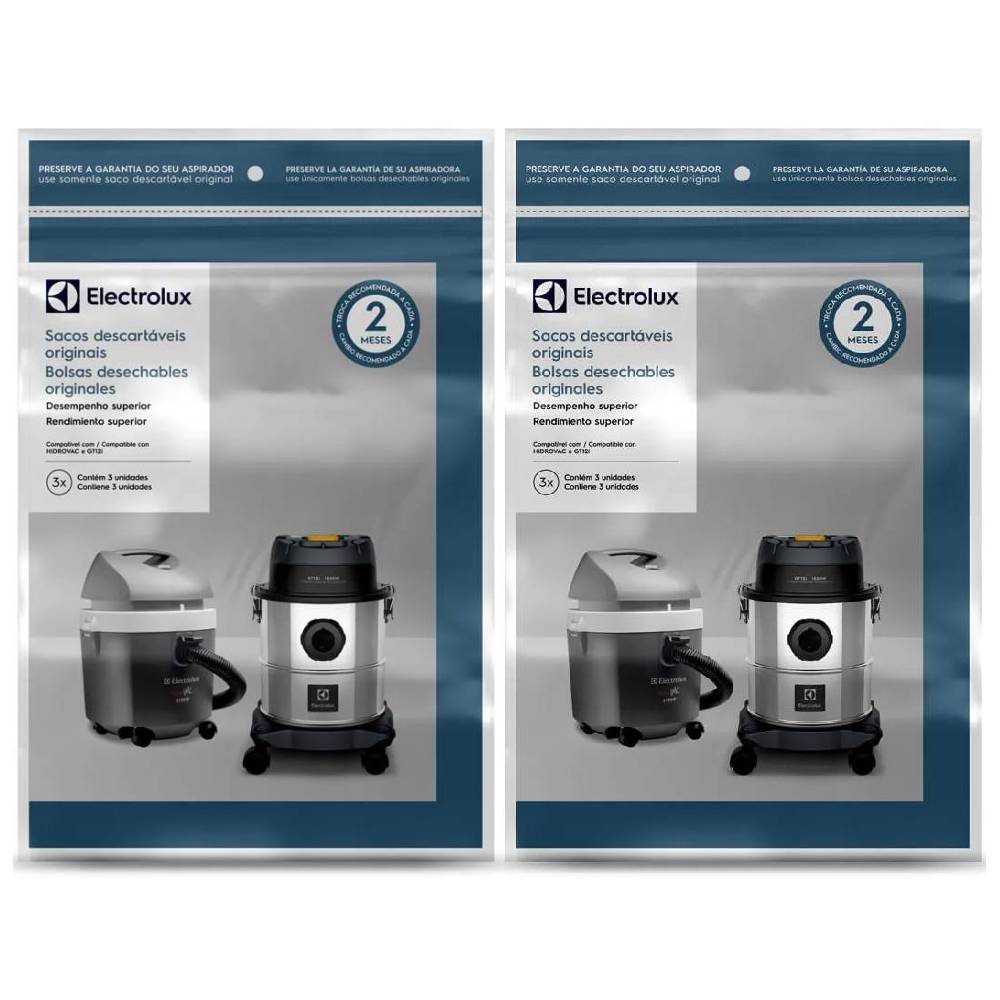 2 Kits 3 Sacos de Aspirador de Pó Modelos HIDROVAC e GT12i (CSEHV)