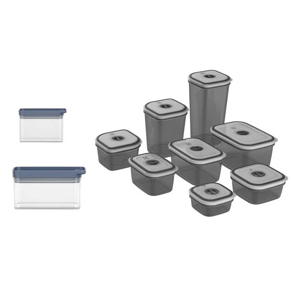 Kit Pote Hermético Organizador Empilhável Modular 0,6L + Pote Hermético Organizador Empilhável Modular 0,85L + Potes Herméticos Plástico 8 Unidades