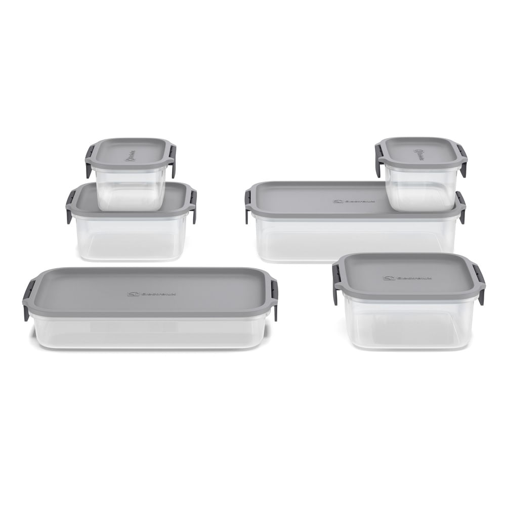 Potes Herméticos de Plástico Electrolux Cinza 6 Unidades Empilháveis Modulares