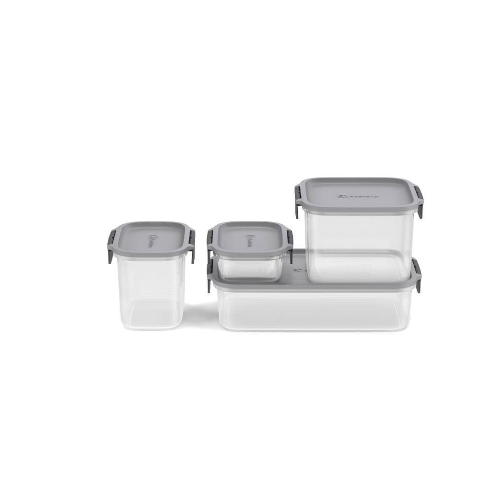 Potes Herméticos de Plástico Electrolux Cinza 4 Unidades Empilháveis Modulares