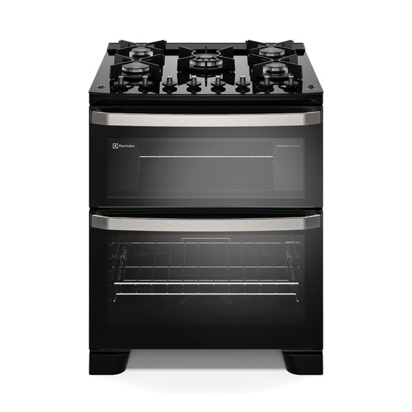Fogão 5 bocas Electrolux Preto Experience Mesa de Vidro, 2 Fornos e PerfectCook360 (FE5DB) 220V