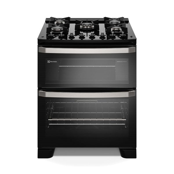 Fogão 5 bocas Electrolux Preto Experience Mesa de Vidro, 2 Fornos e PerfectCook360 (FE5DB) 127V