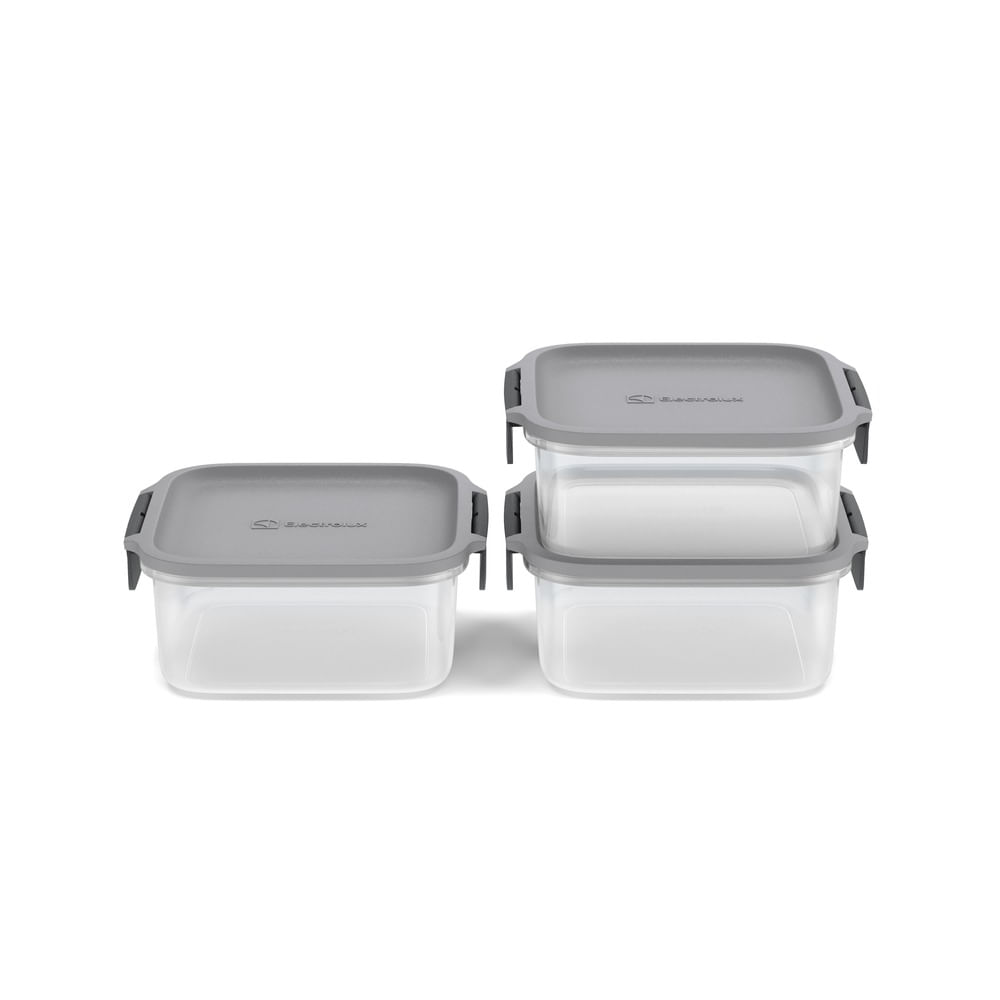 Potes Herméticos de Plástico Electrolux Cinza 3 Unidades Empilháveis Modulares