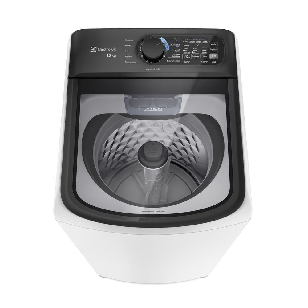 Máquina de Lavar Electrolux Efficient 13kg Branca Compacta, Pré-diluição e MaxFilter (LEM13)