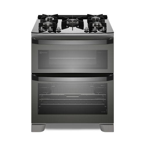 Fogão 5 bocas Electrolux Cinza Expert Função Air Fryer, 2 Fornos, Grill e Timer (FE5AD) - 220V